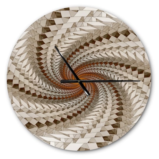 Designart White Fractal Spiral Pattern Modern Wall Clock